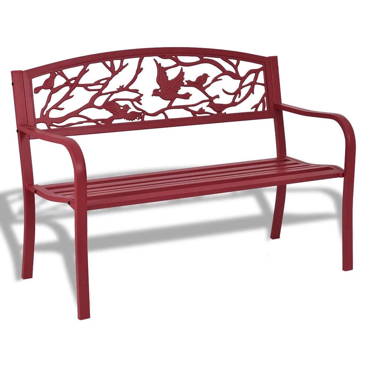 SlickBlue SlickBlue Red Steel Garden Bench 48.4" x 23.6" x 34.6" 500 lbs — product photo