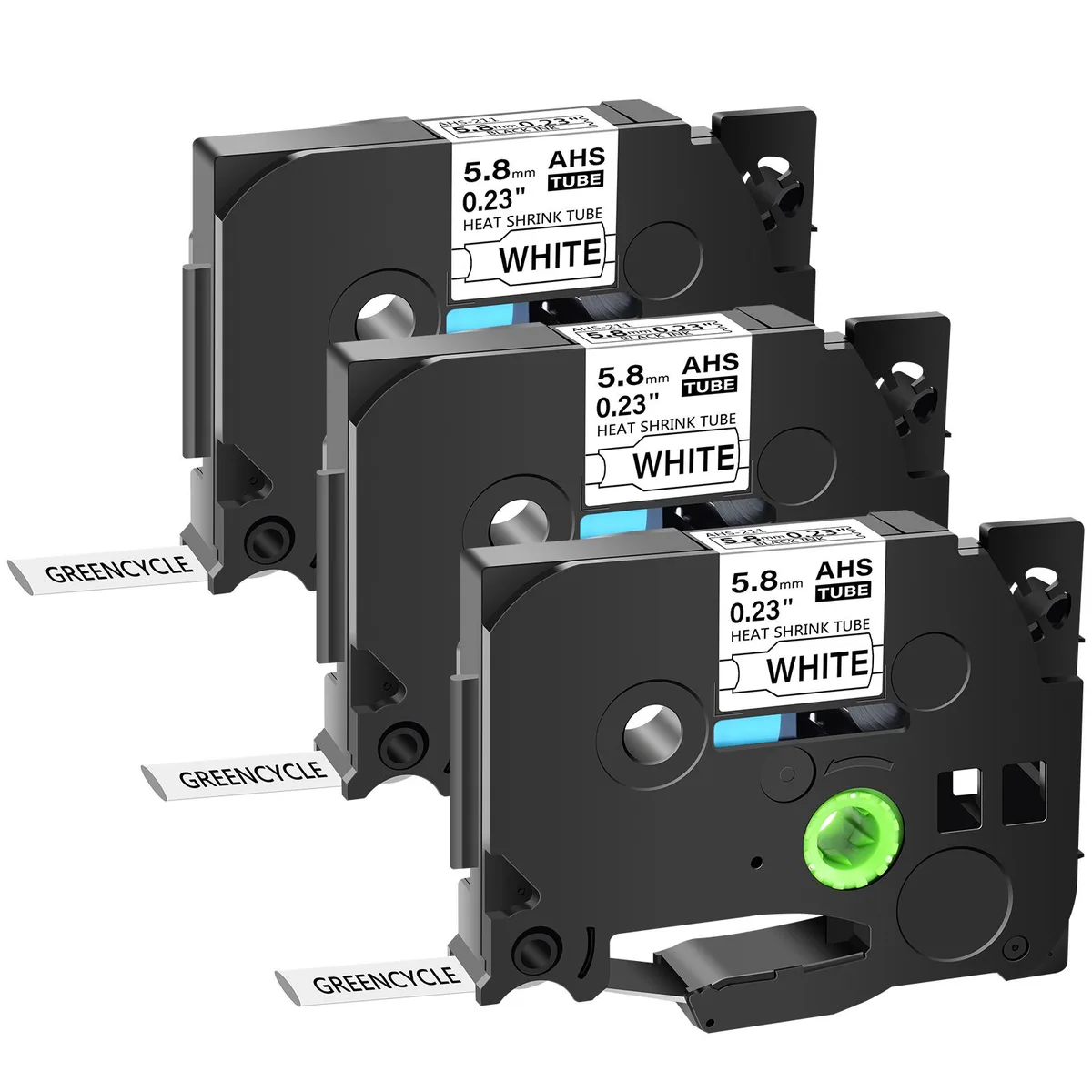 GREENCYCLE GREENCYCLE AHS-211 3-pack 5.8mm heat-shrink label cassettes — product photo