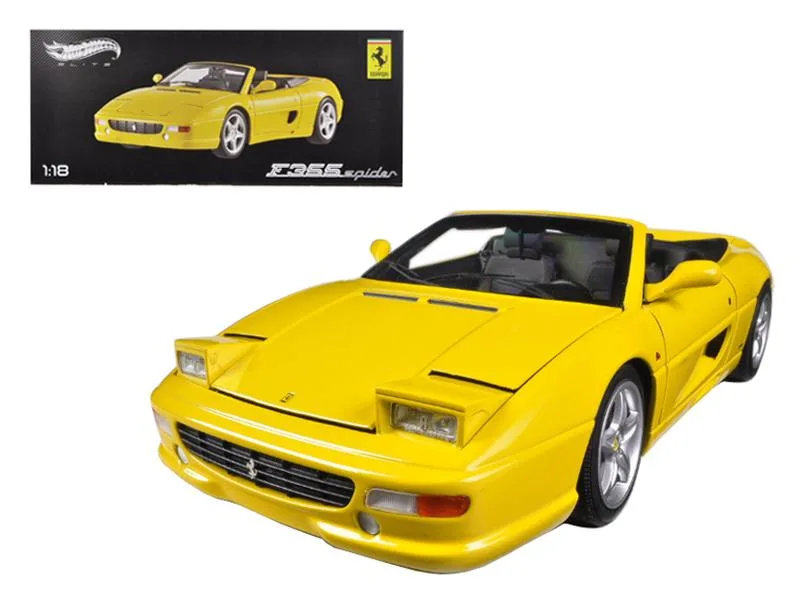 Hot Wheels Hot Wheels Ferrari F355 Spider Convertible Yellow Elite Edition 1/18 Diecast Car — product photo