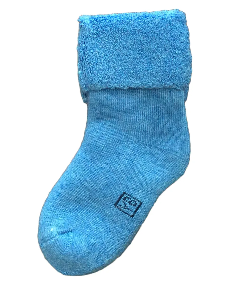 Three pairs of blue wool-blend crew socks for babies 0-6 months