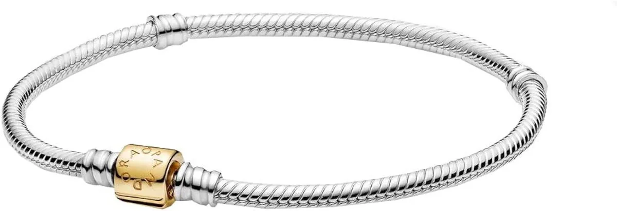 PANDORA PANDORA Moments Two-tone Barrel Clasp Snake Chain Bracelet 14k — product photo