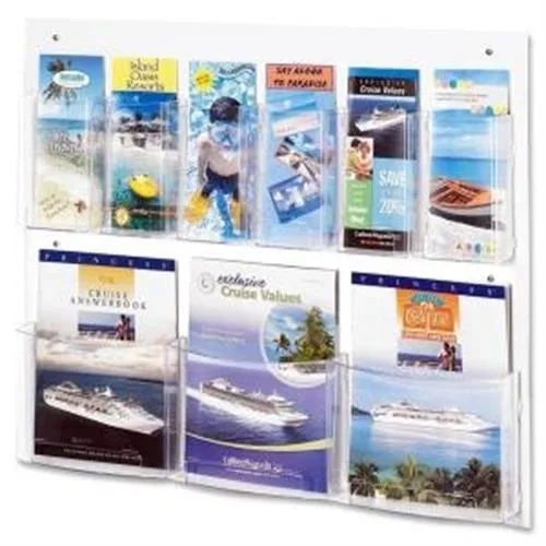 Safco Products Safco Products 5666CL Wall-Mount Magazine Pamphlet Display 9 Compartments 28W 23.5H — product photo