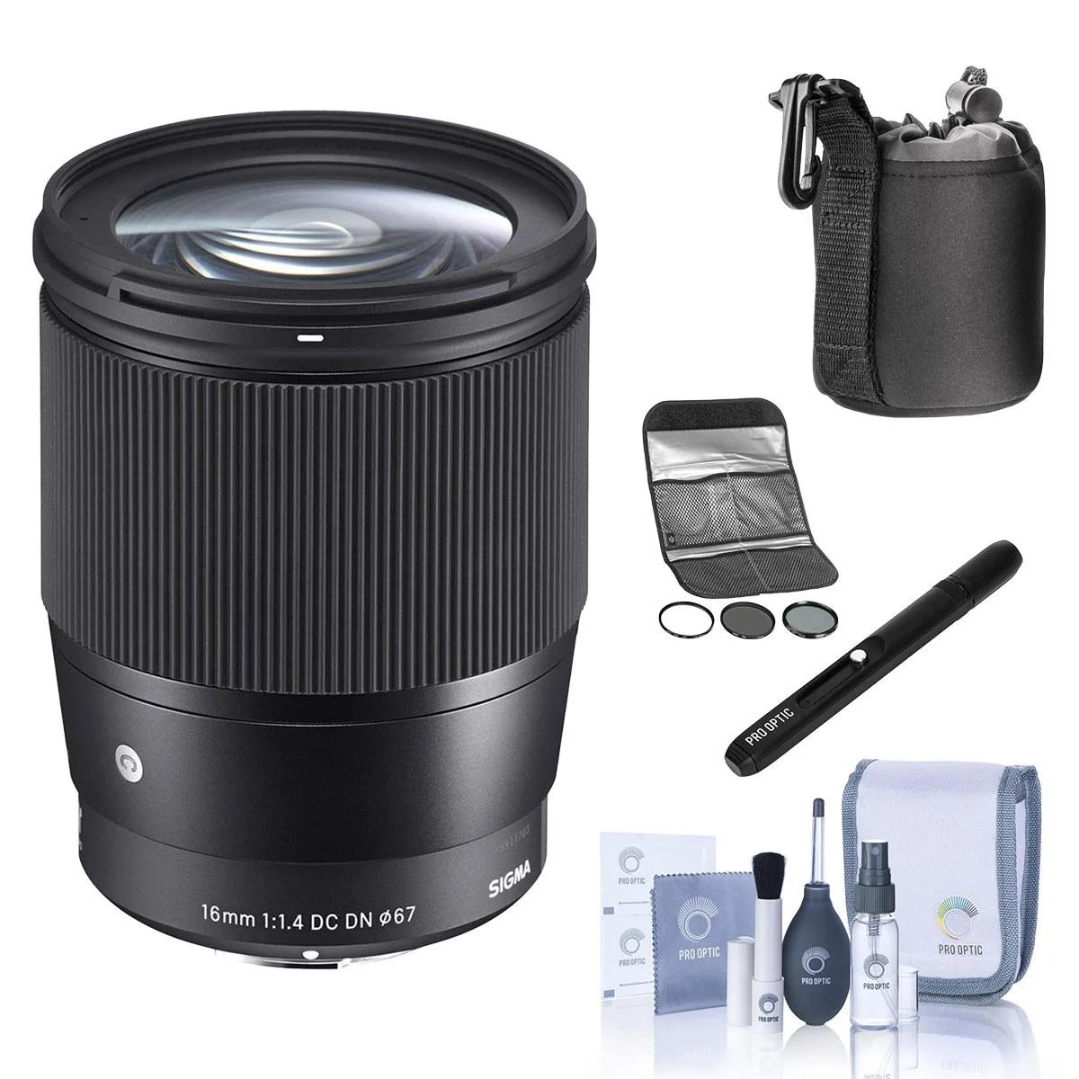 SIGMA SIGMA 16mm f/1.4 DC DN Contemporary Lens for Sony E with Hoya 67mm Filter Kit — product photo