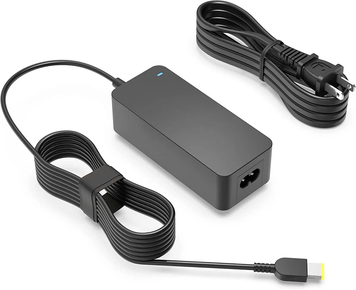 Black rectangular AC adapter with square tip and detachable power cord