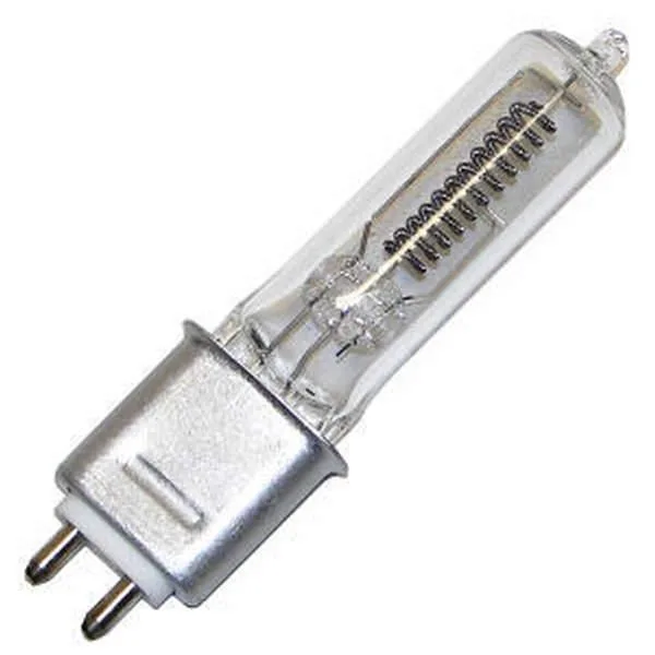 Clear halogen bulb with G9.5 base, 500W 120V rating