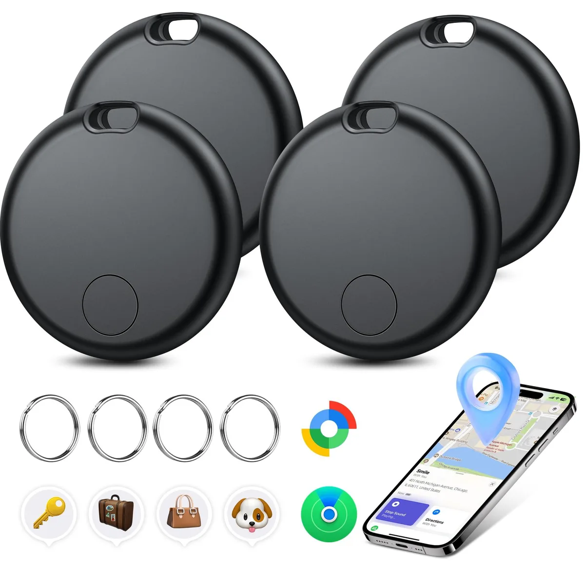 Airwheel Air Tracker Tags 4 Pack 2026 Dual System 400 Days CR2032 100dB — product photo