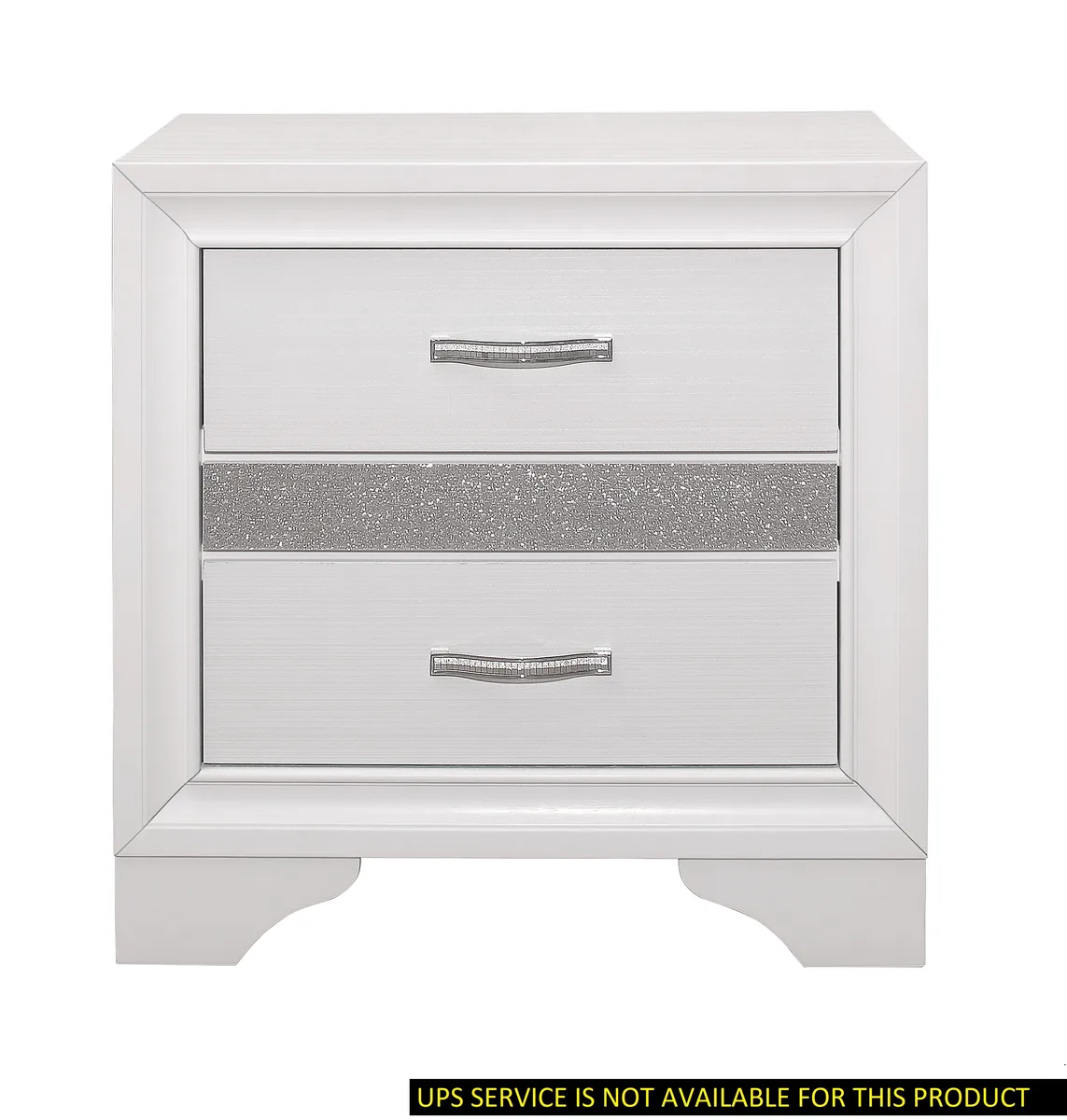 tuphen tuphen Nightstand White Silver Glitter Hidden Jewelry Drawer 26"H — product photo