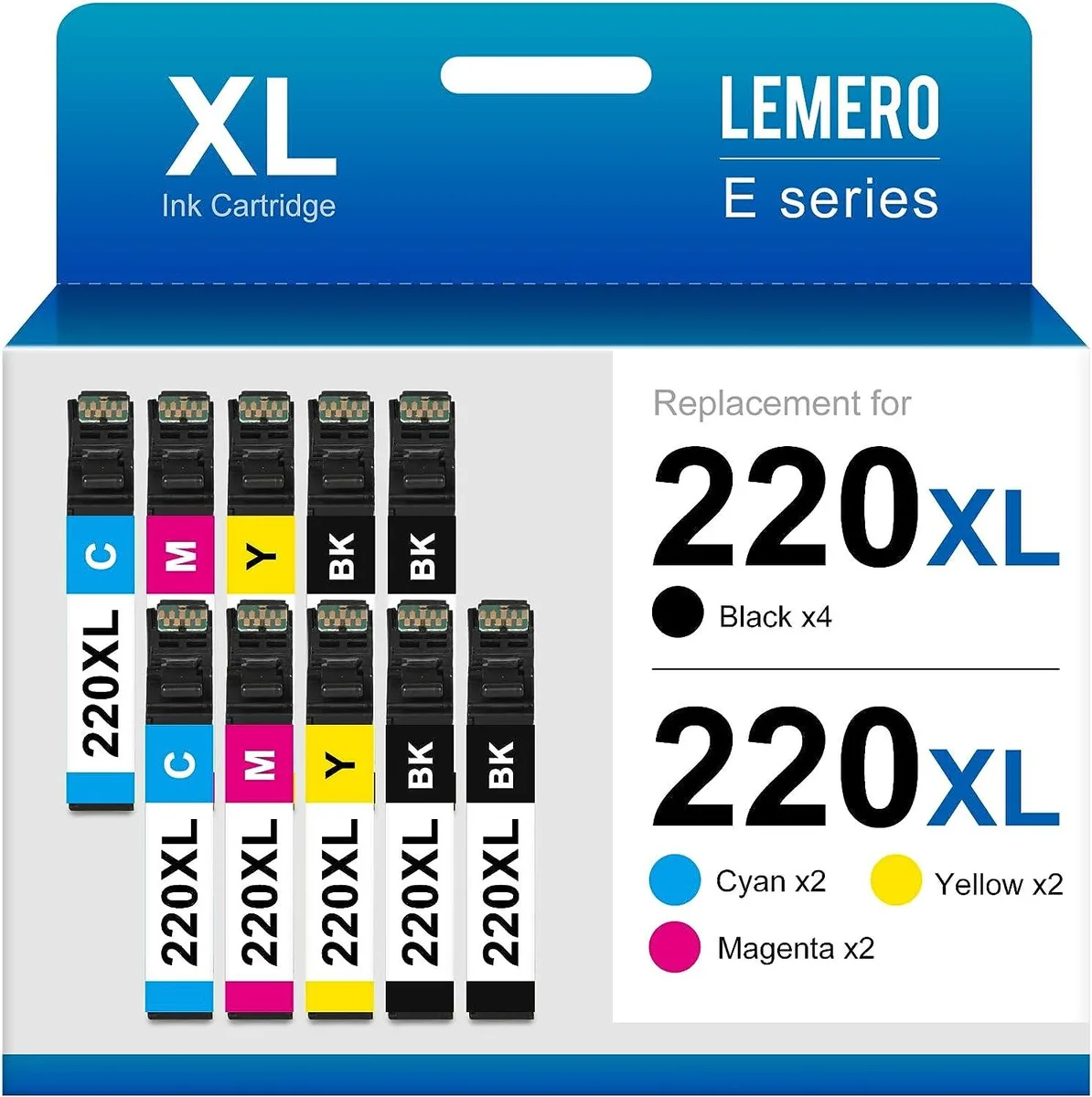 NuoTo NuoTo 220XL 10-Pack Ink Cartridges (4 Black, 2 Cyan, 2 Magenta, 2 Yellow) — product photo