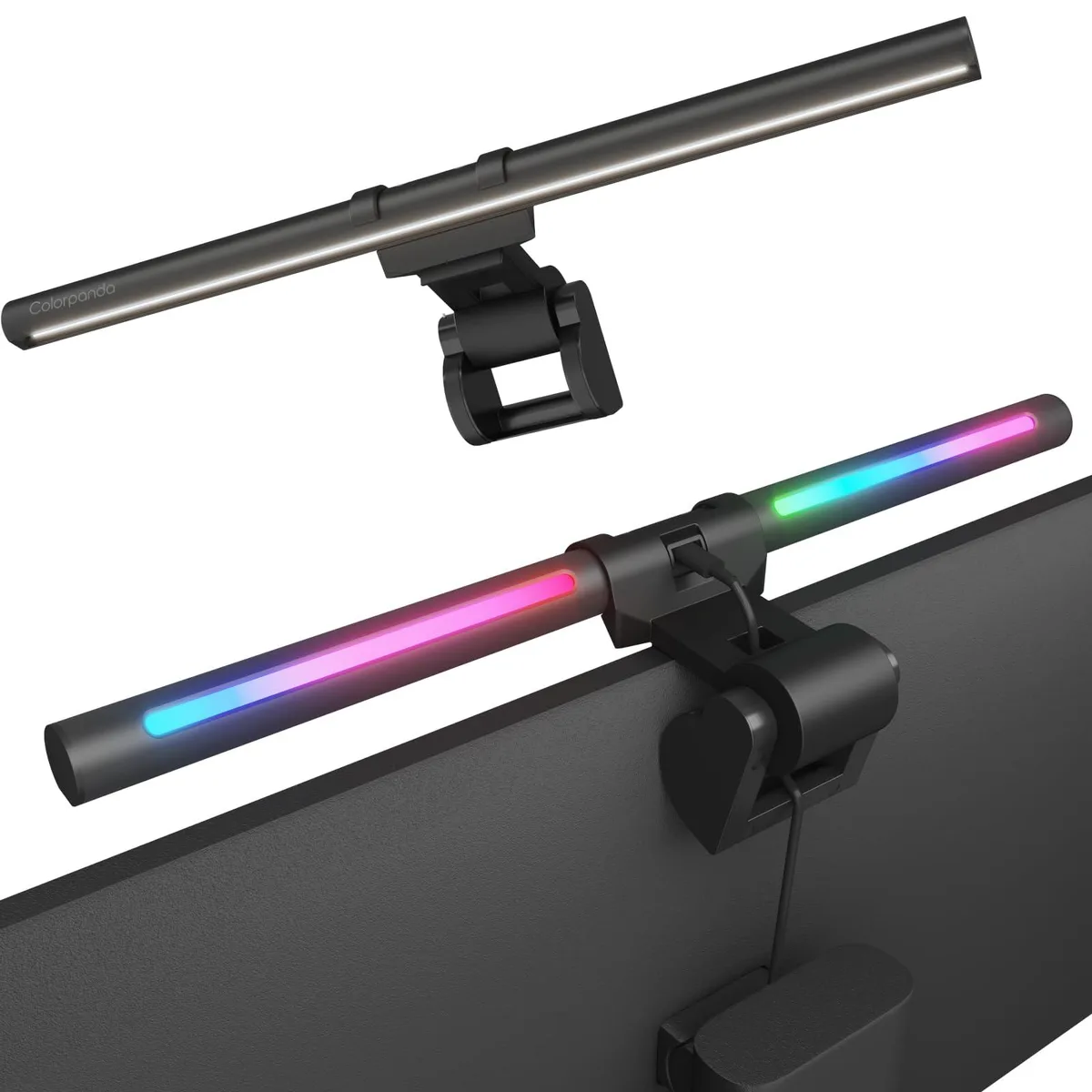 Black rectangular LED light bar with touch controls, 16 inches long