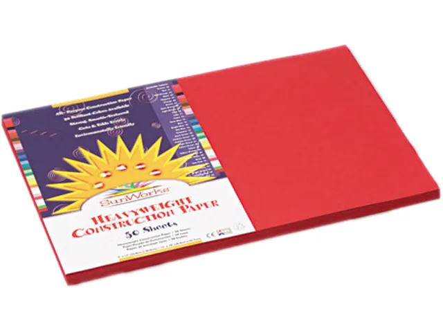 SunWorks SunWorks 6107 Construction Paper 12 x 18 Red 50 Sheets 58 lbs — product photo