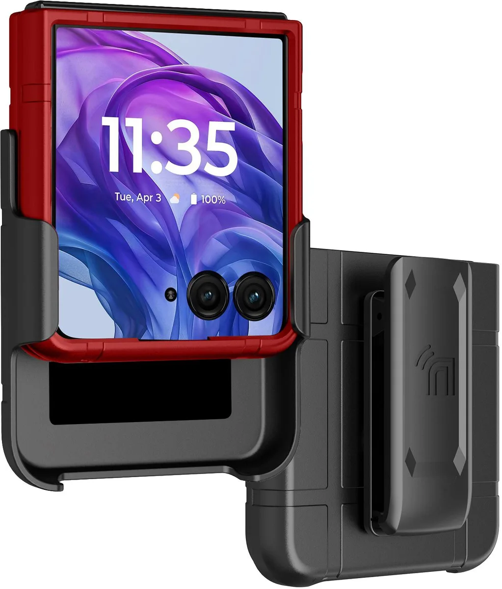 Nakedcellphone Nakedcellphone Hard Case &amp; Belt Clip for Motorola RAZR+ 2024/2025/2026 Red — product photo