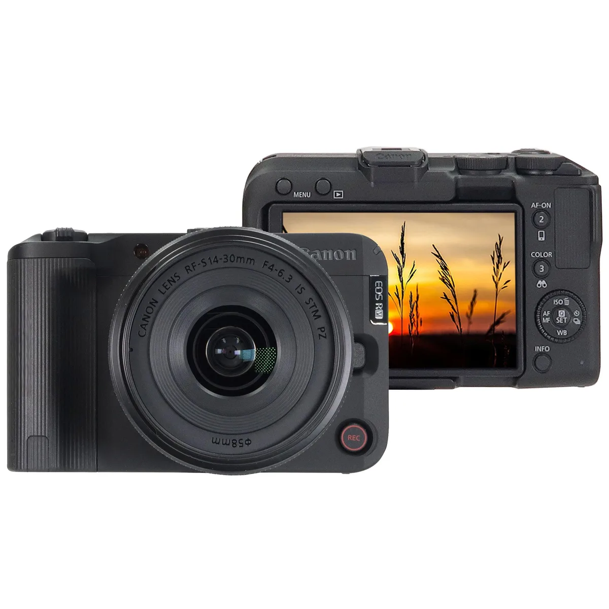 Canon Canon EOS R50 V 24.2MP APS-C mirrorless camera with RF-S 14-30mm f/4-6.3 IS STM PZ lens — product photo