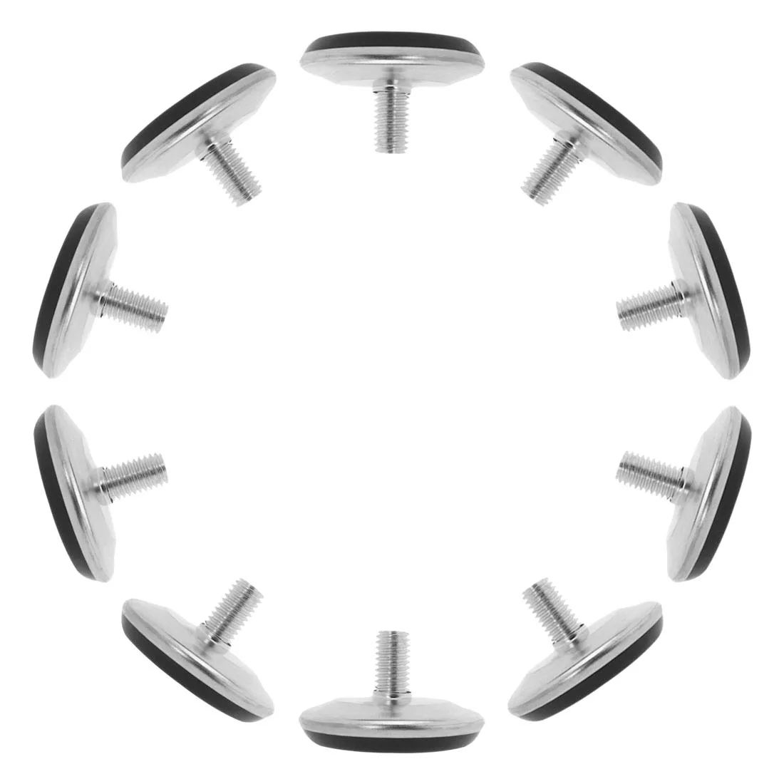 Ten adjustable M10 leveling feet with plastic bases