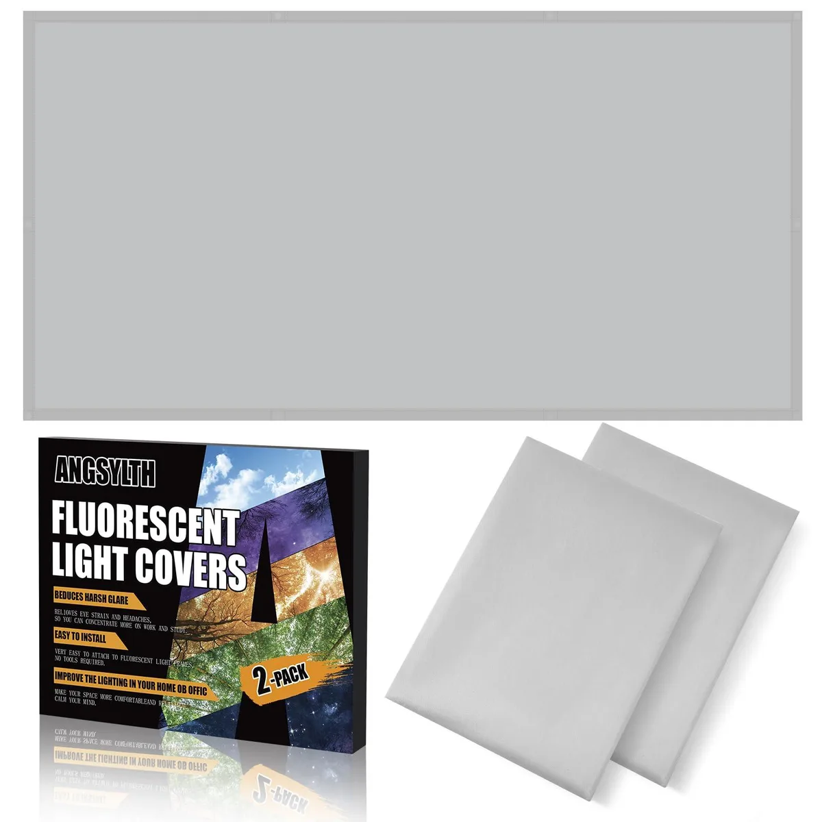 Two light gray rectangular magnetic fluorescent light covers 48 by 24 inches