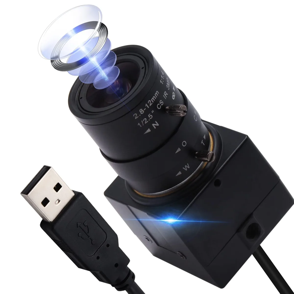 ALSEYE ALSEYE 4K Varifocal Zoom Webcam 2.8-12mm IMX415 2 in 1 accessory — product photo