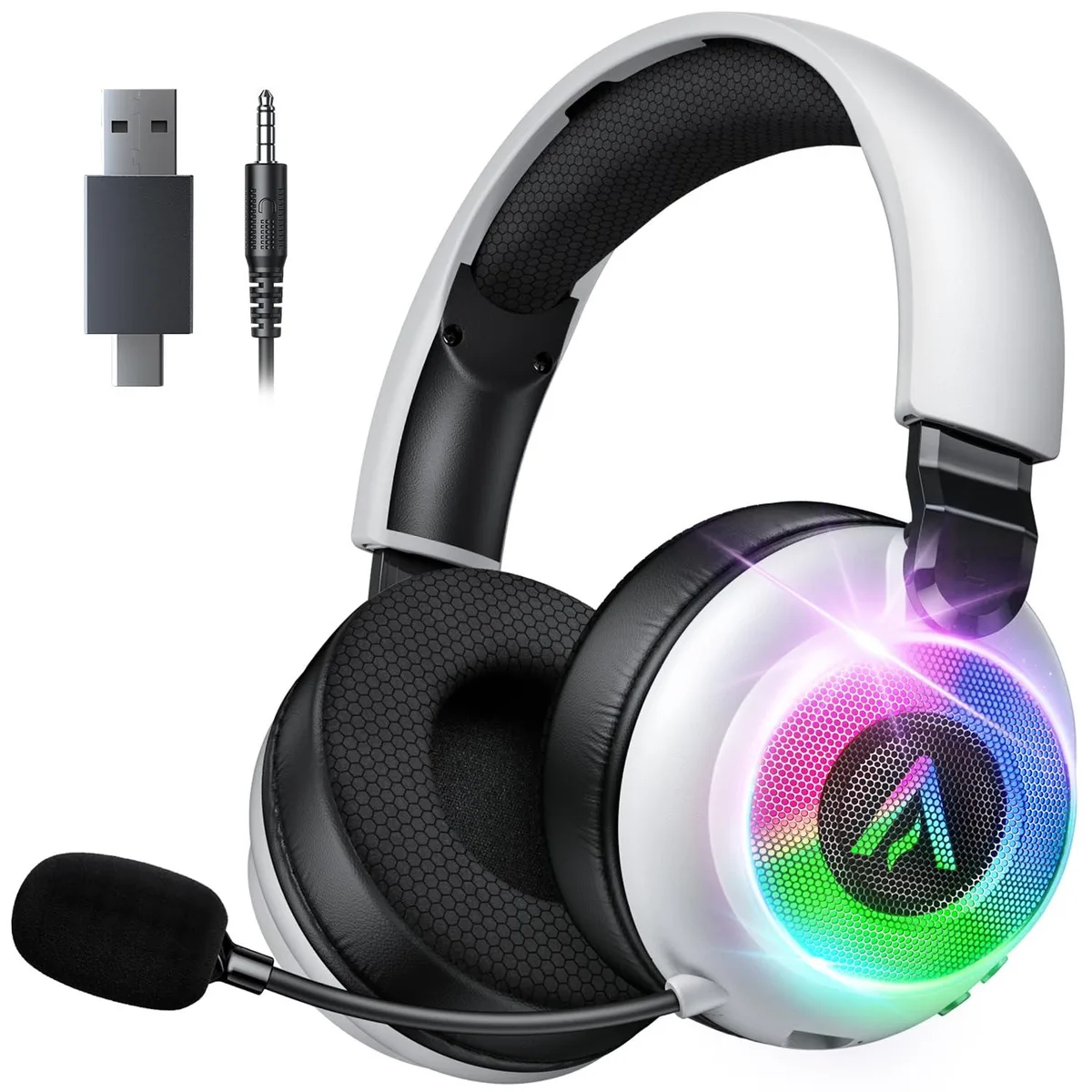  Buwnia 2.4GHz Wireless Gaming Headset OW610 White Ultra-Lightweight Foldable Design — product photo