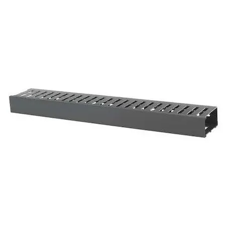 Black plastic horizontal finger manager with cover, 19 in wide, 3.15 in deep, single-sided cable routing for network racks