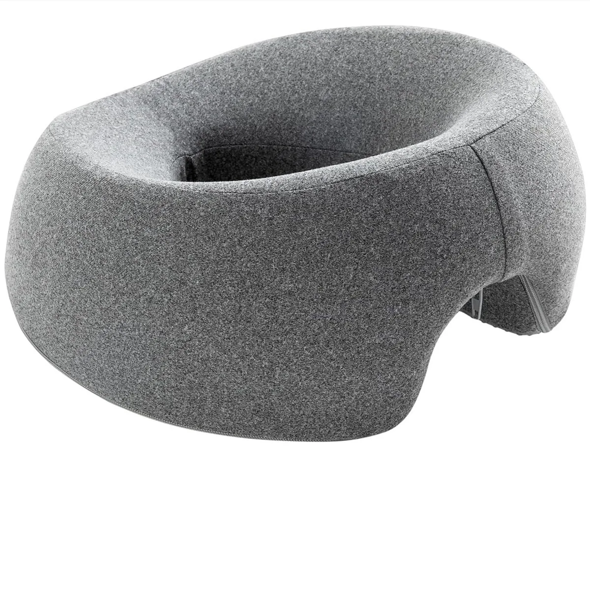 Blue memory-foam face-down massage pillow with hollow centre and washable cover