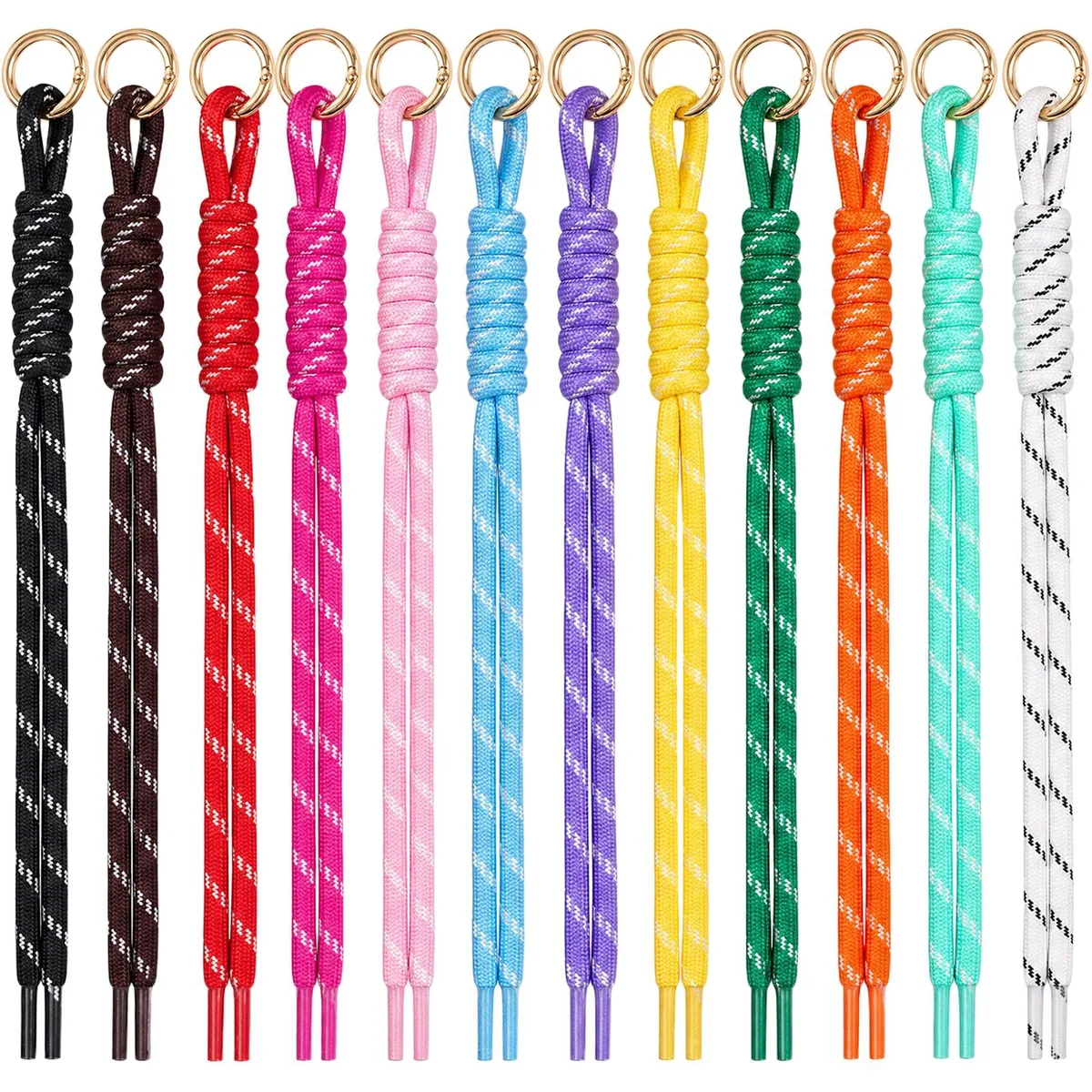  Hzopcw 12pcs Paracord Rope Keychain 12 Colors 9.84in — product photo
