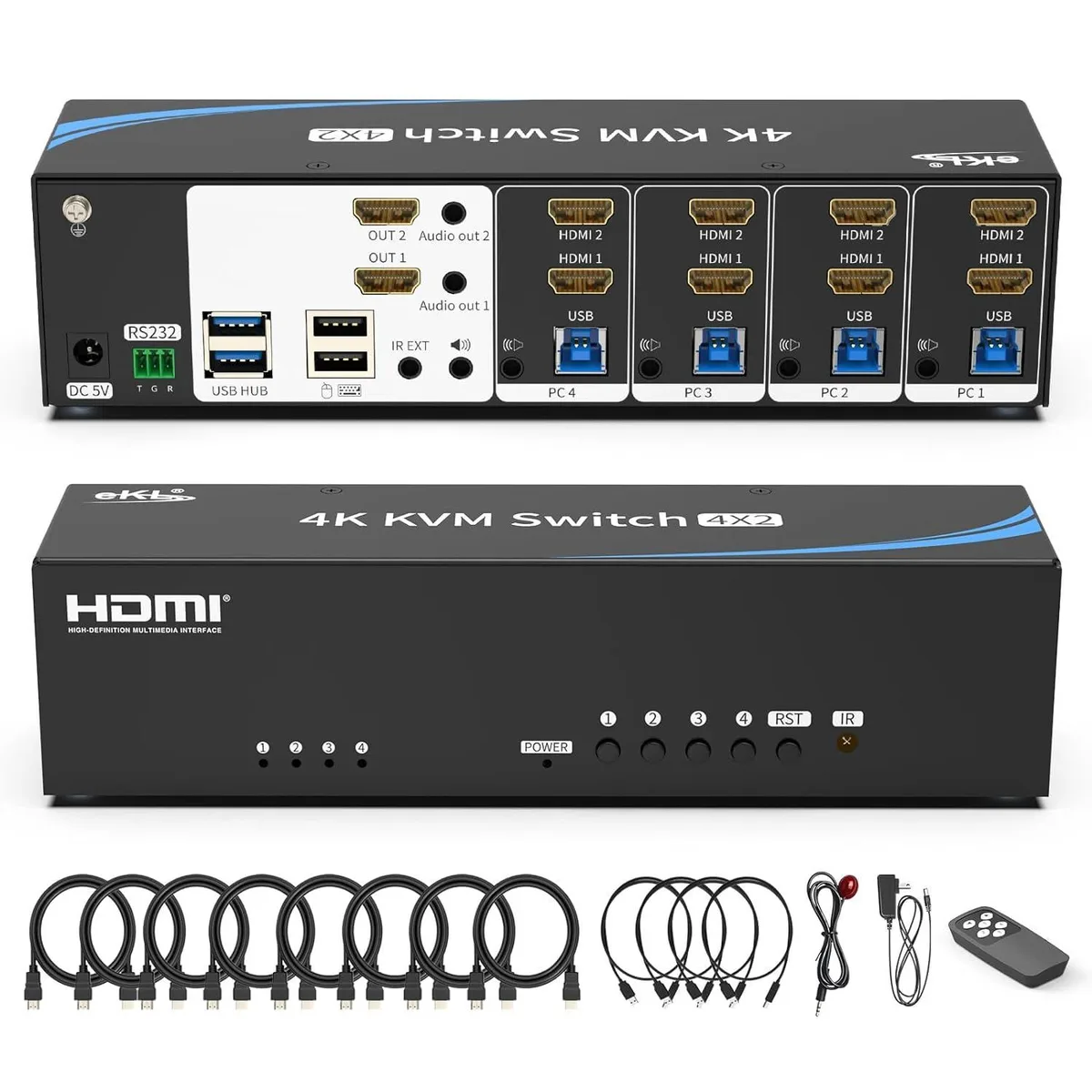 WRIARICH WRIARICH Dual Monitor 4-Port HDMI KVM Switch 4K@30Hz USB 3.0 — product photo
