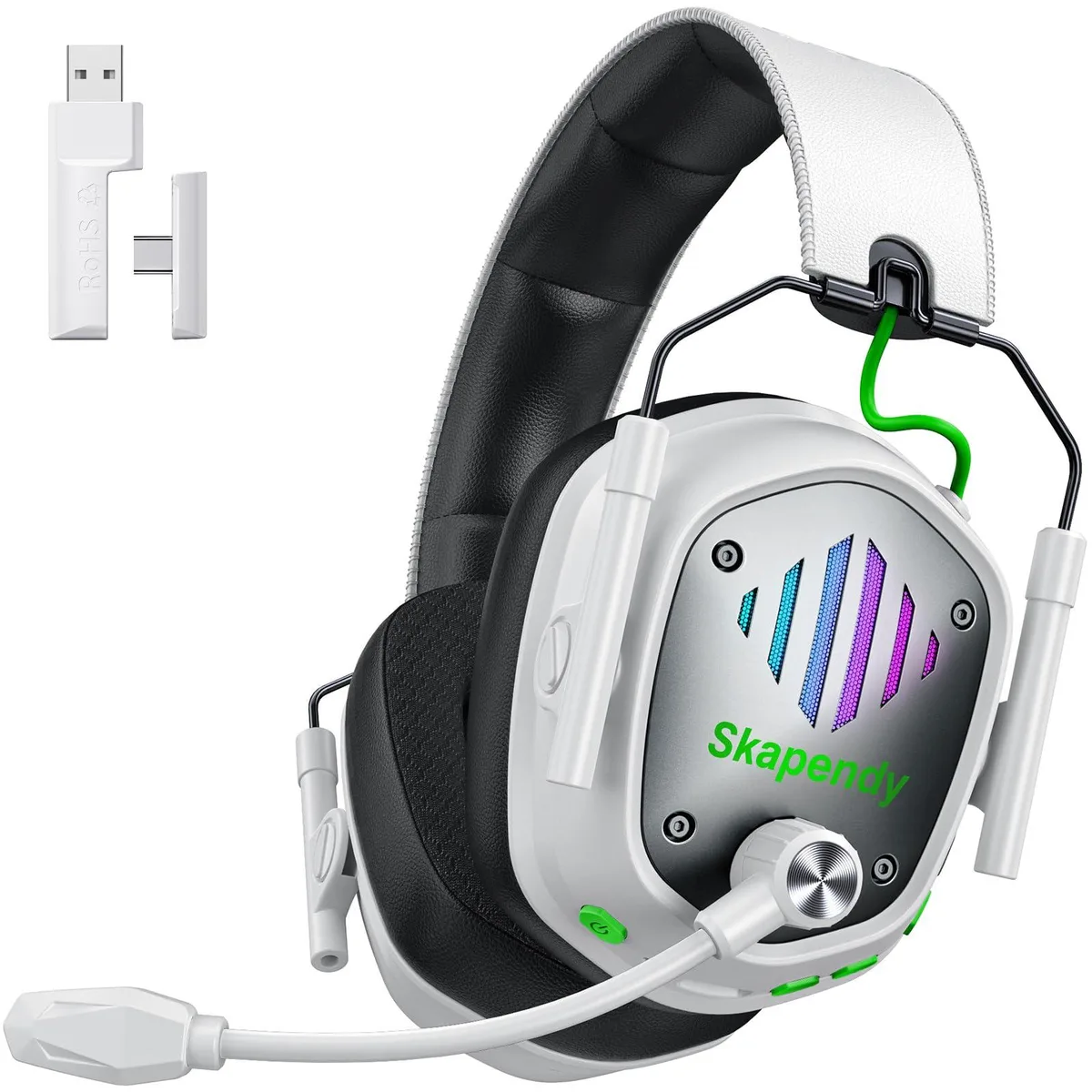  SKAPENDY VK81 Gaming Headset 50h 2.4GHz Bluetooth 5.4 Dark Black-White — product photo