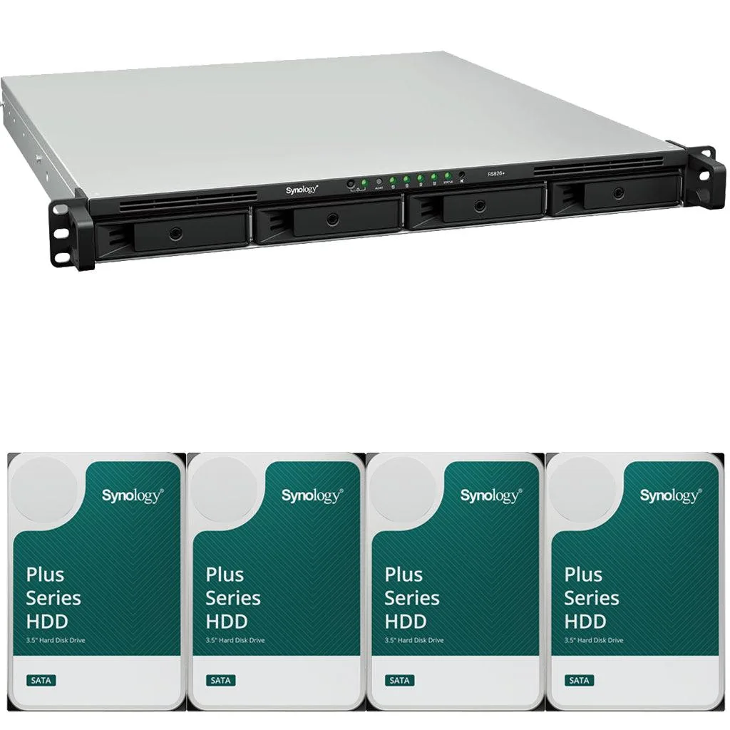 Synology Inc. Synology RS826+ AMD Ryzen V1500B 4-Bay Rackmount NAS 4GB RAM 48TB (4 x 12TB) Drives — product photo