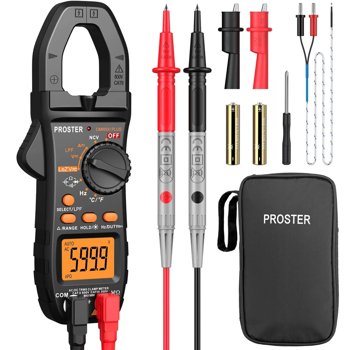 KEHIPI KEHIPI Digital Clamp Meter 6000 Count 800A AC/DC TRMS NCV electrical system tool — product photo