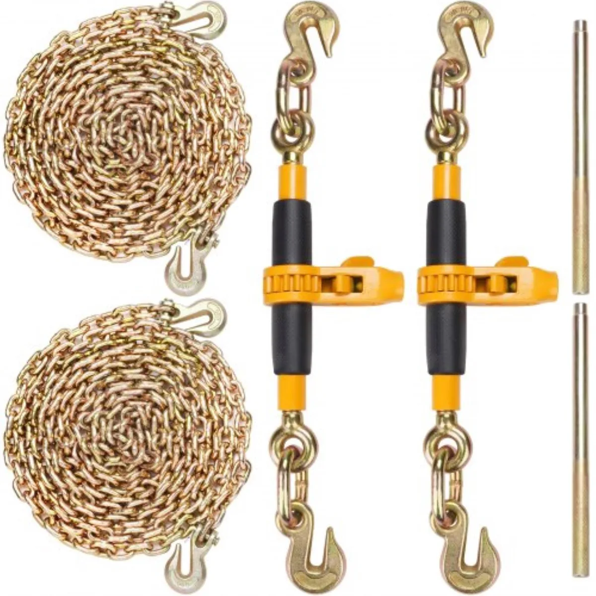 VEVOR VEVOR 5/16"-3/8" Ratchet Chain Binder, 7100 lbs, G80 Chains, 2 Pack — product photo