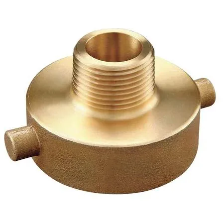 Brass pin-lug fire-hose adapter, NPT male to NST female, rigid coupling
