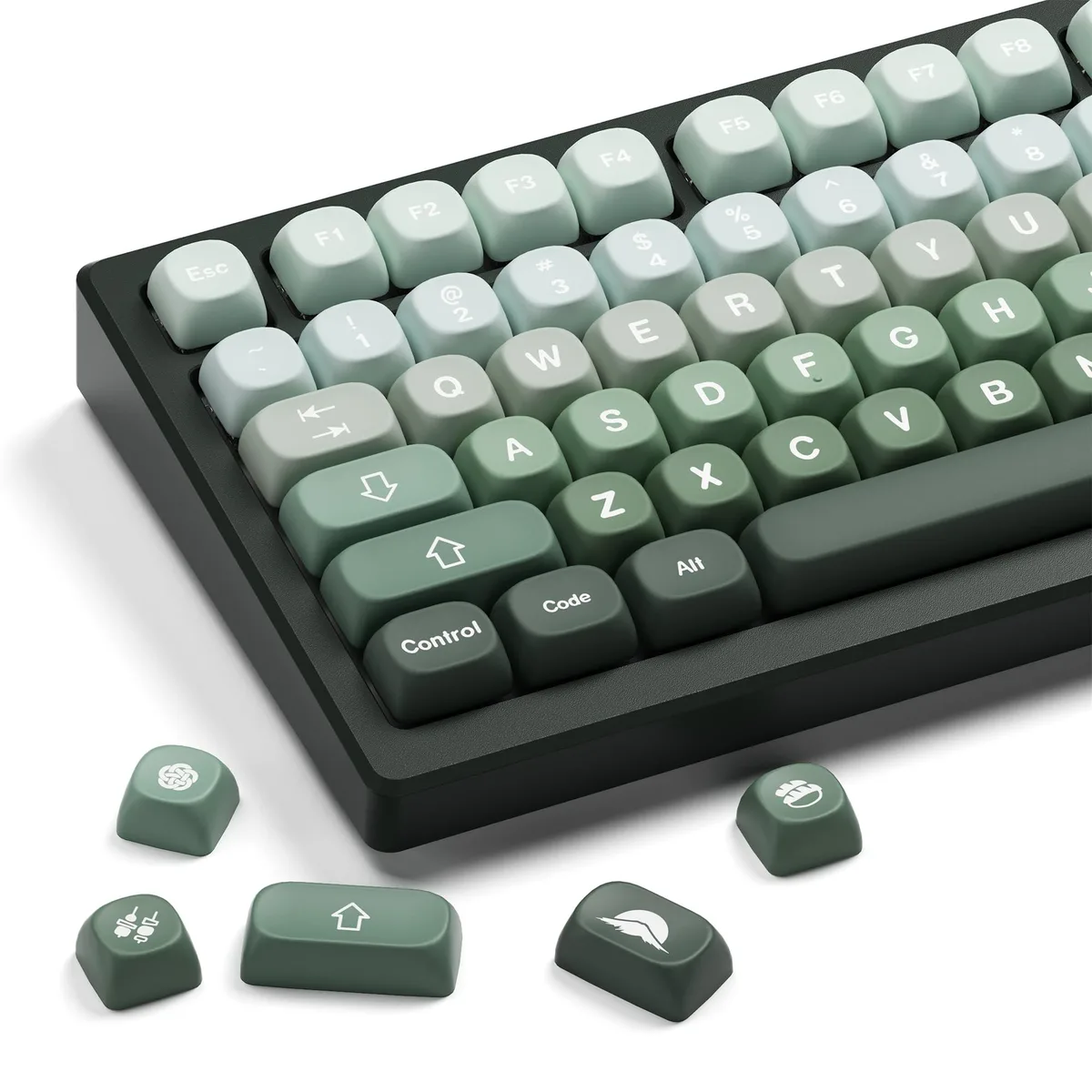  HITIME xh-MOA-green Matcha Wagashi PBT Keycaps 132 Keys MOA Profile Gradient Green — product photo