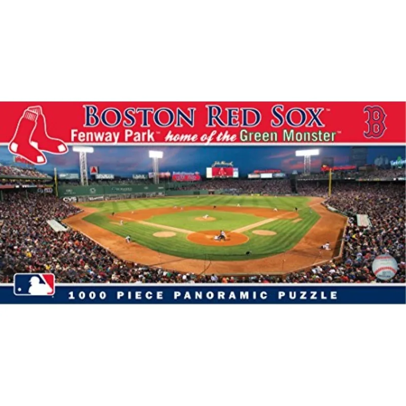 Rectangular 1000-piece jigsaw puzzle showing Fenway Park panoramic view in glossy finish