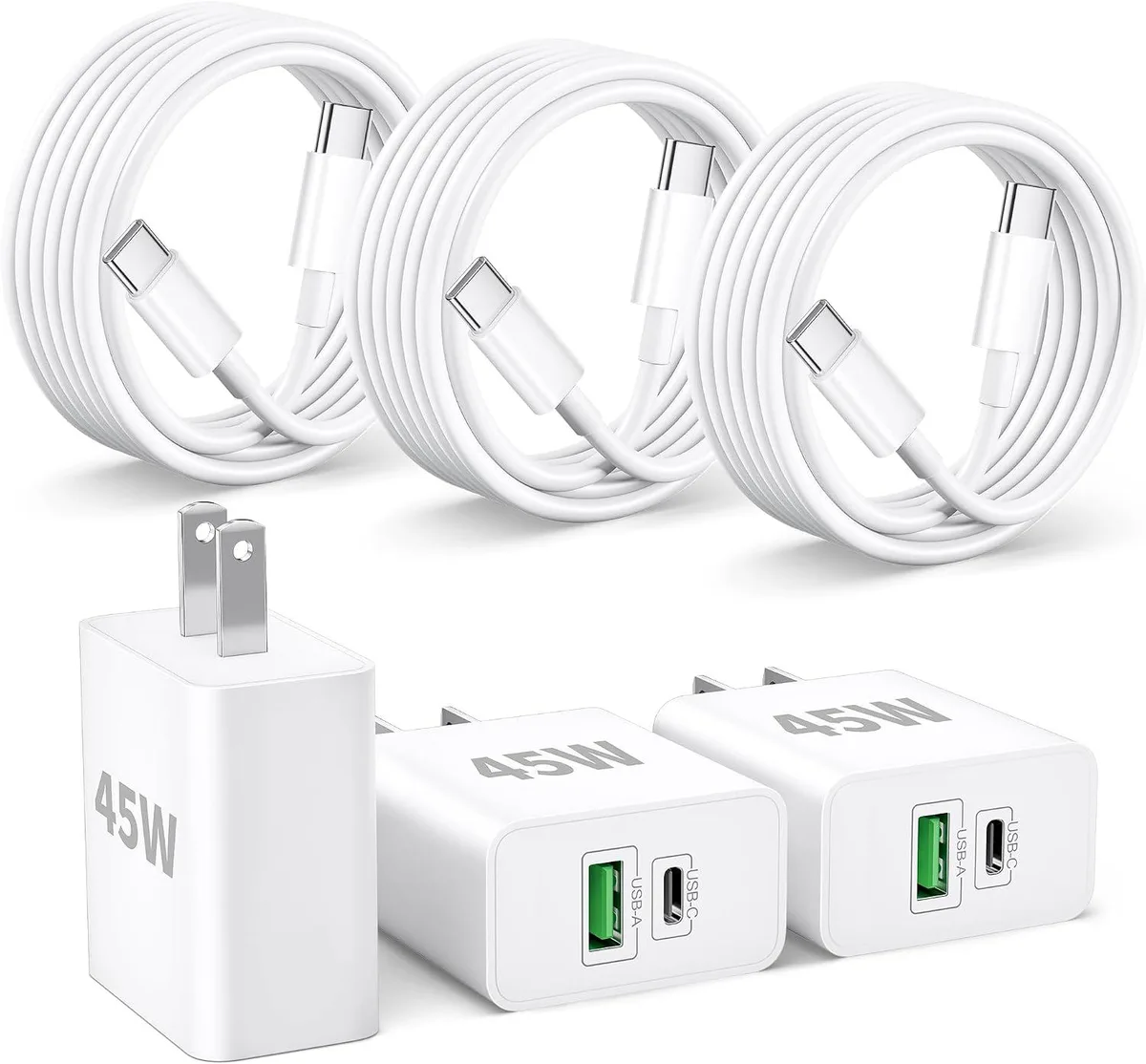 ONITOON ONITOON 45W Dual-Port GaN Charger 3-Pack with 6FT USB-C Cable — product photo