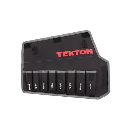 Black woven polyester roll-up tool pouch with compact stubby wrench slots