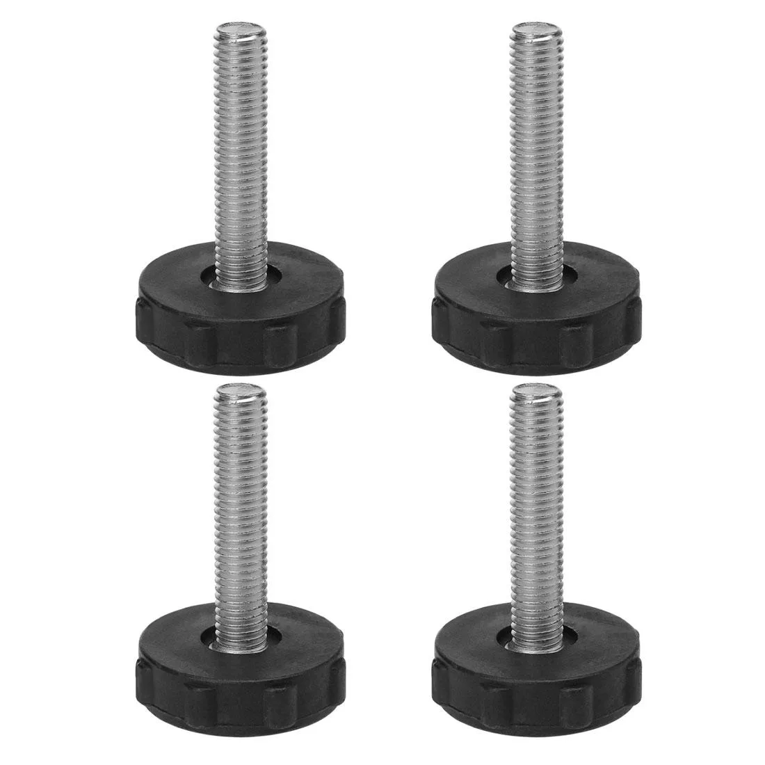 Four M10 threaded leveling feet with 50mm screws and 40mm plastic bases
