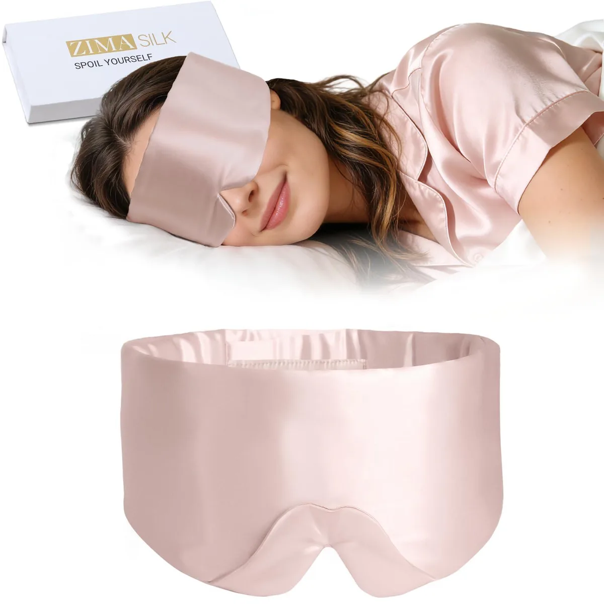 ZIMASILK 22fullmask-plum 22 Momme Silk Sleep Mask Black XXXL — product photo