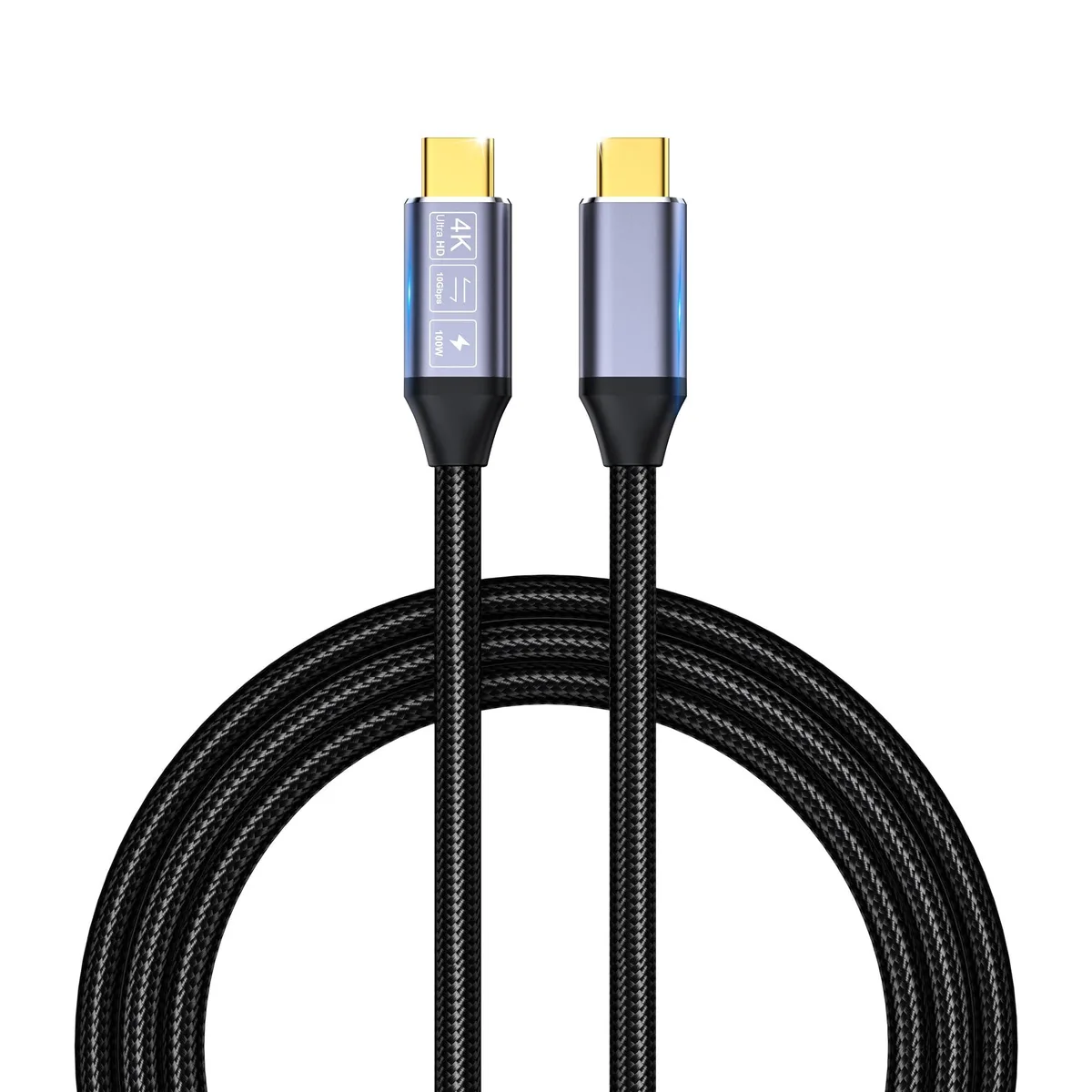 Nylon-braided USB-C to USB-C cable, aluminium alloy connectors, 6.6ft long