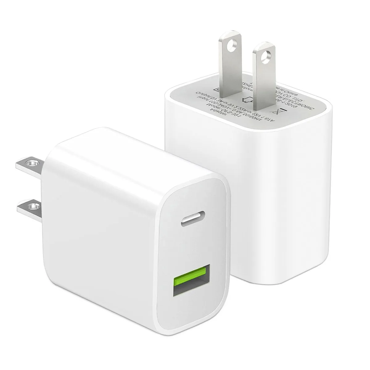 Audiovox - Generic Audiovox - Generic 2 Pack Dual Port USB-C 20W Wall Charger — product photo