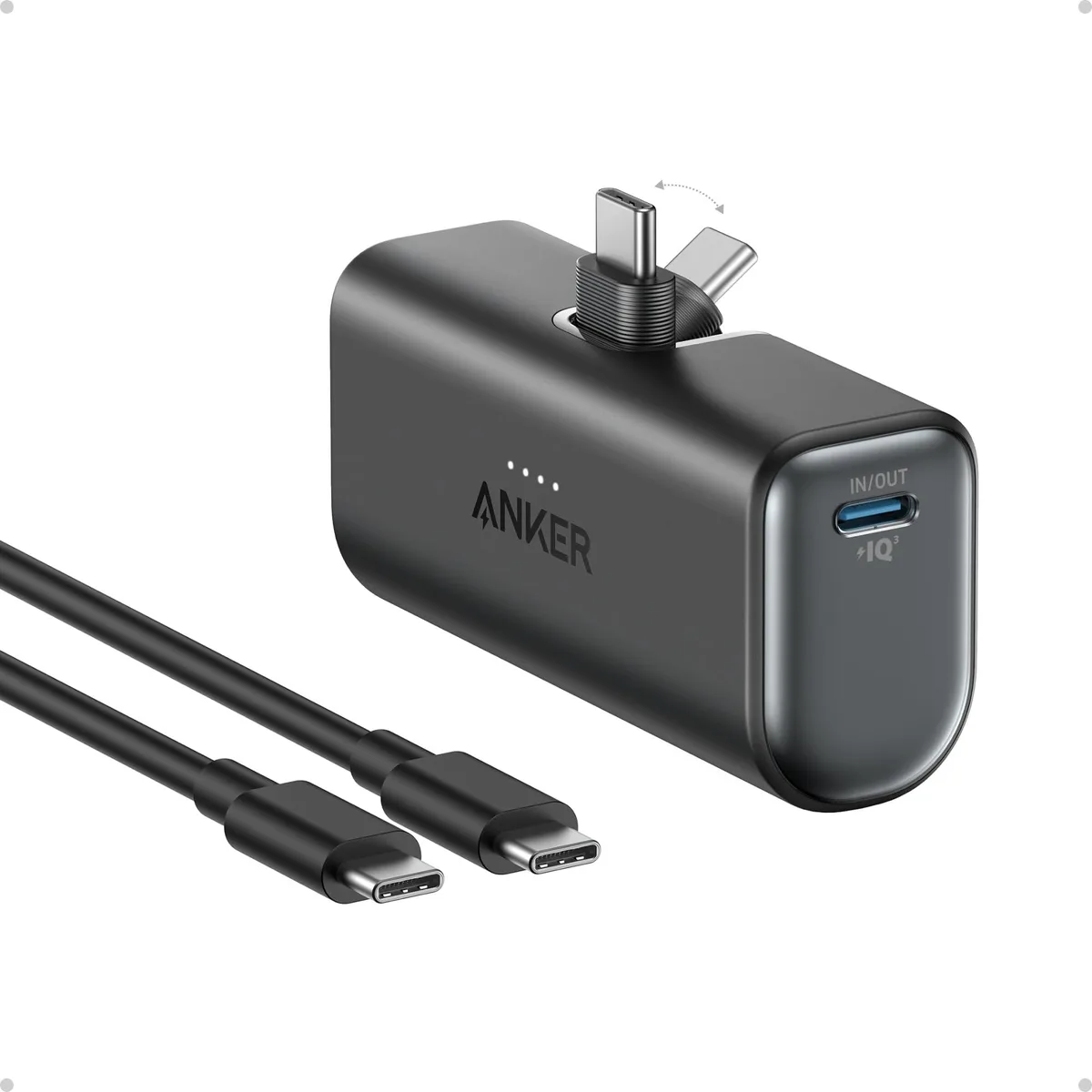  Anker A1653 Nano Power Bank 5000mAh 22.5W Built-In USB-C Connector Black — product photo