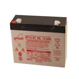 Single 6V 12Ah sealed lead-acid battery with .25 inch terminals
