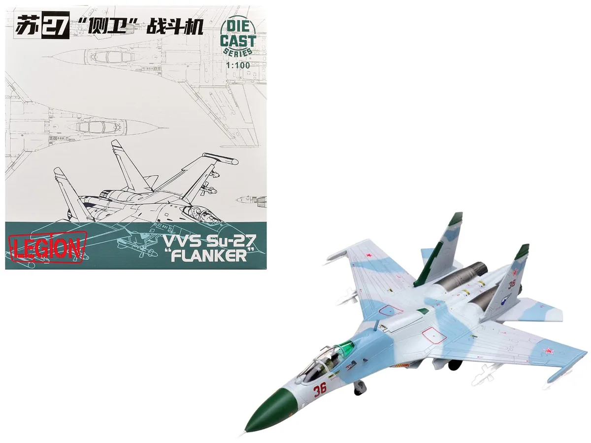 Legion Supplies Legion Supplies Sukhoi Su-27 Flanker-B "Red 36, 941st Fighter Aviation Regiment" 1/100 Diecast Model — product photo