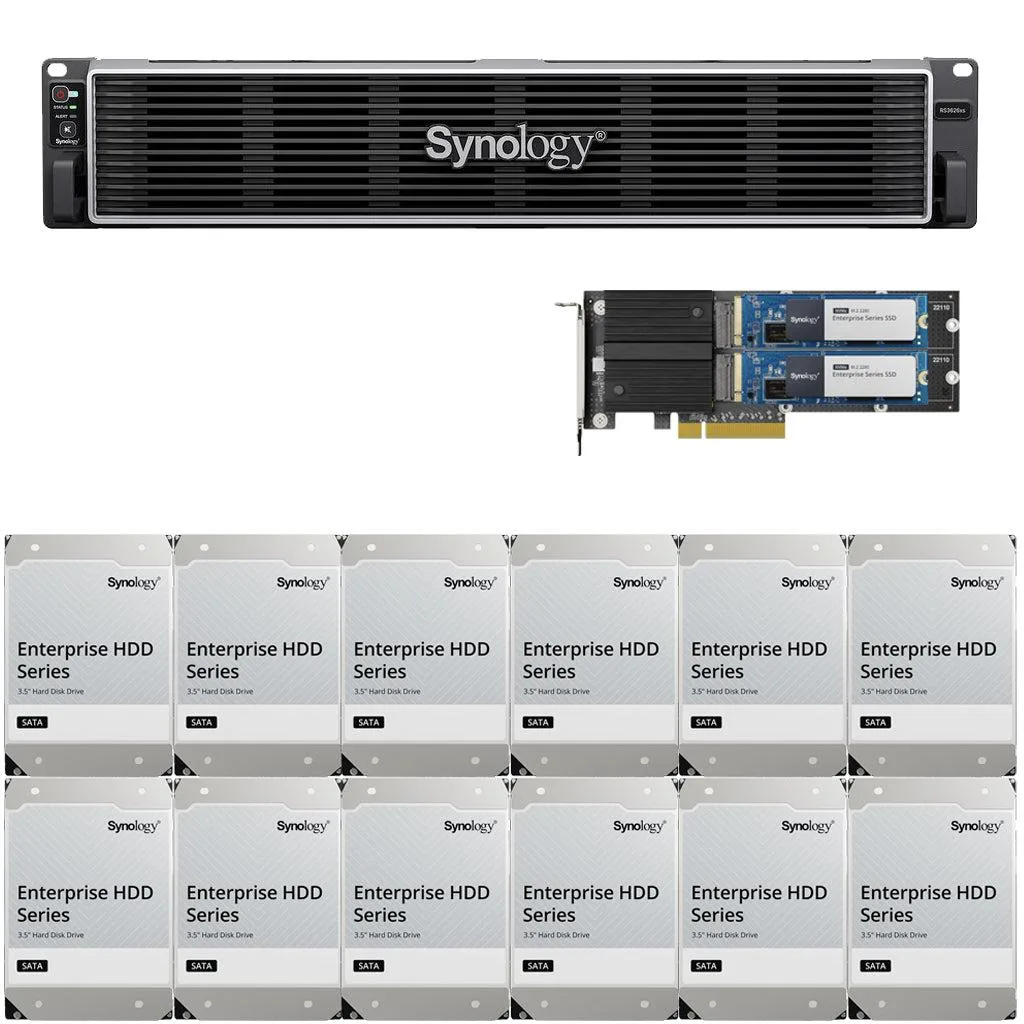 Synology Inc. Synology Inc. RS3626xs 12-Bay Rackmount NAS Xeon D-1726 8GB 800GB Cache 96TB Drives — product photo