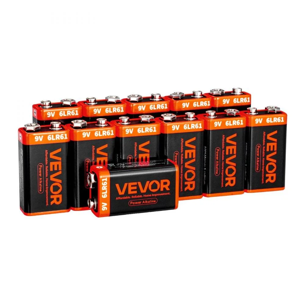 VEVOR VEVOR 9V Alkaline Battery 12-Pack 500mAh 10-Year Shelf Life — product photo