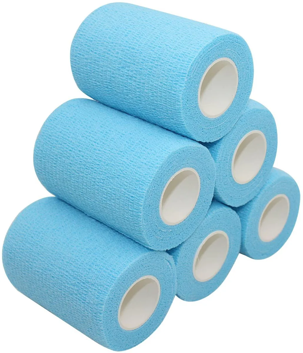 COMOmed COMOmed Self-Adherent Cohesive Bandage Latex 3" x 5 Yards Light Blue 6 Rolls First Aid — product photo