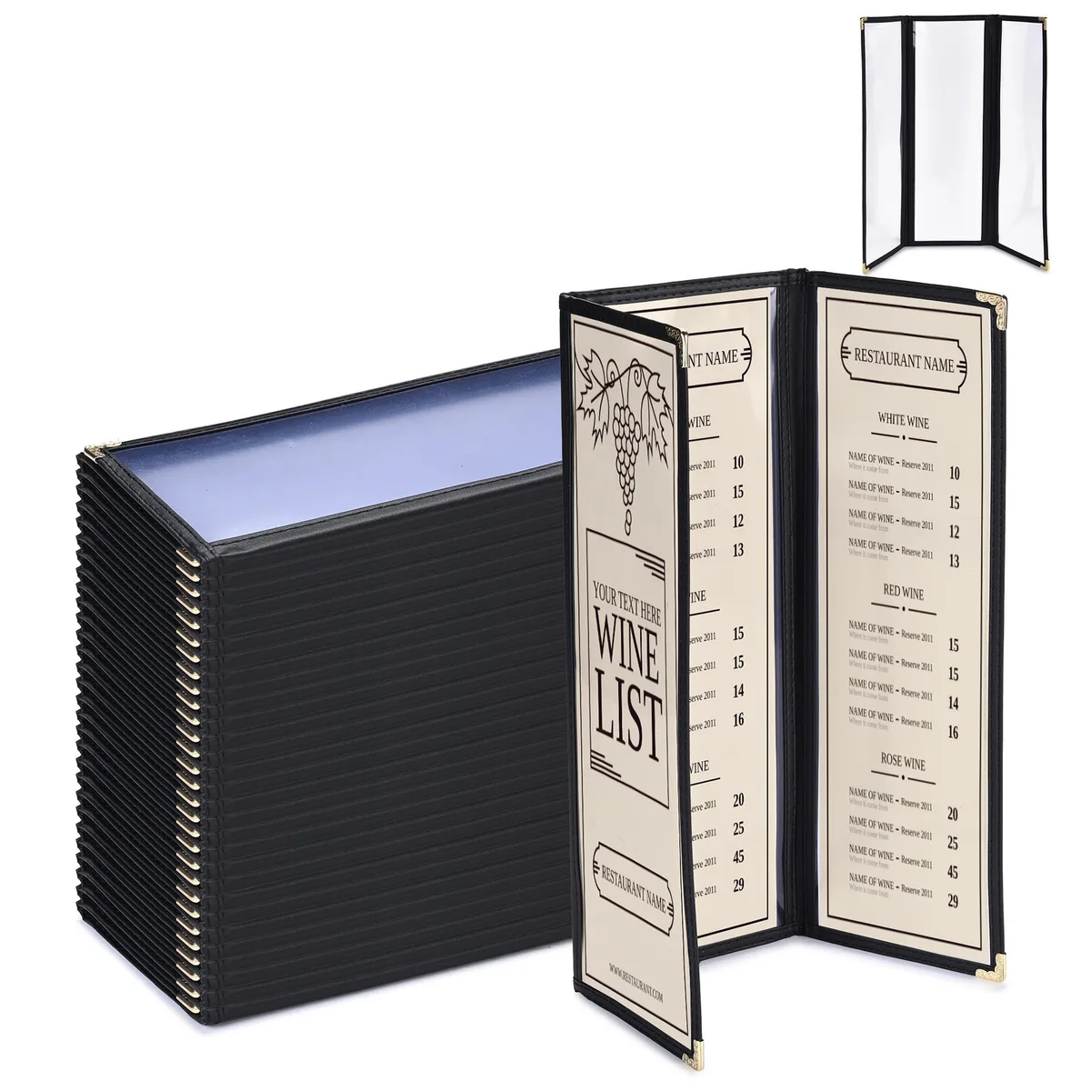 Yescom USA, Inc. Yescom USA, Inc. 26MNC031-414T3-06-30 30 Pcs 4.25 x 14" 6 View Trifold Menu Covers accessory — product photo