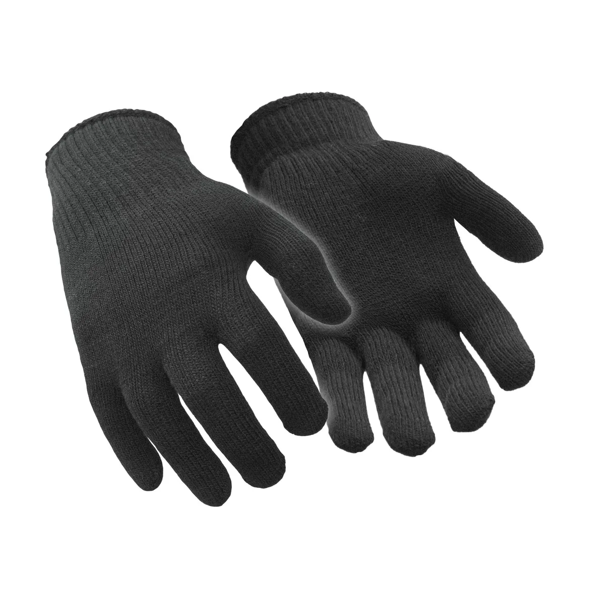 Black seamless knit glove liners, 98% acrylic with 2% spandex