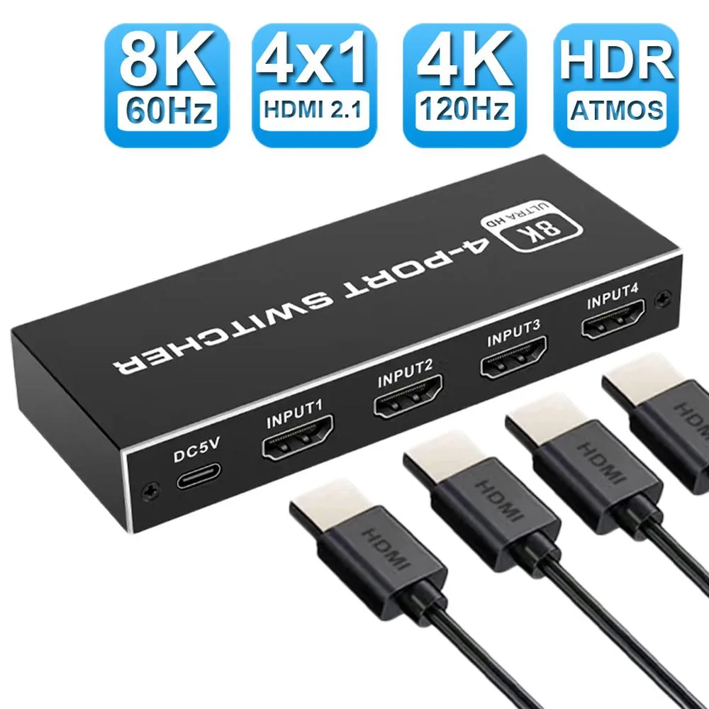 Jansicotek Jansicotek OZ8Q4 4×1 HDMI 2.1 video switch 8K60 4K120 — product photo