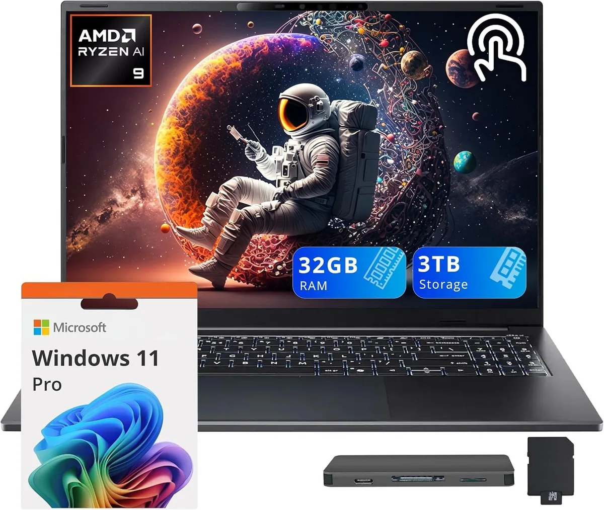 Acer America Acer America Swift Go 16 AI 16" WUXGA Touch AMD Ryzen AI 9 465 32GB DDR5 2TB SSD 1TB Dock Windows 11 Pro Black — product photo