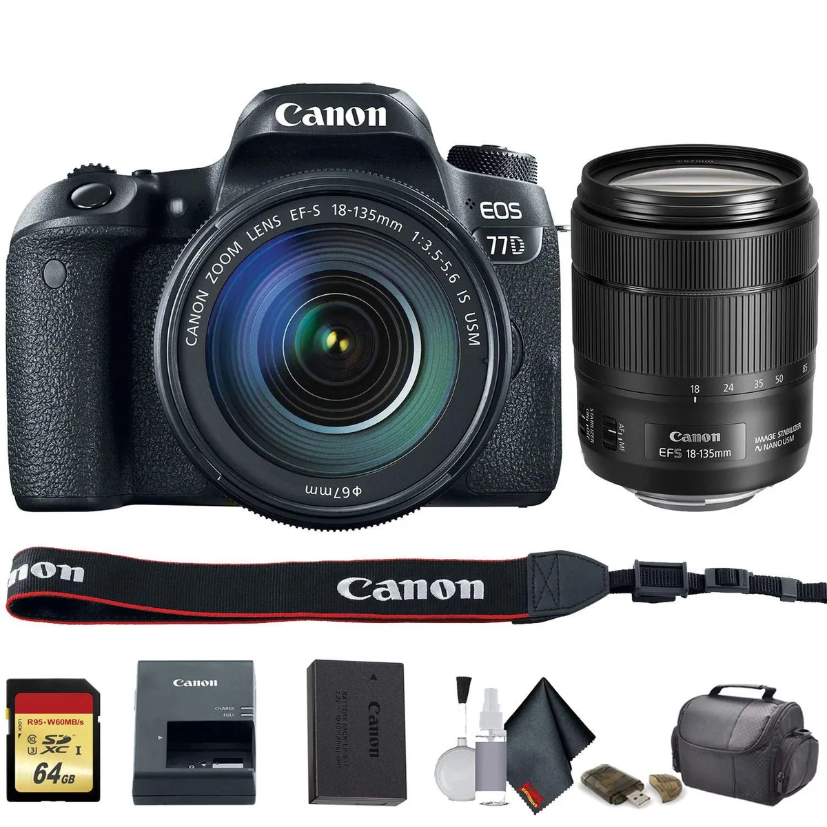 Canon Canon EOS 77D DSLR Camera 18-135mm USM Lens Starter Bundle 64GB — product photo