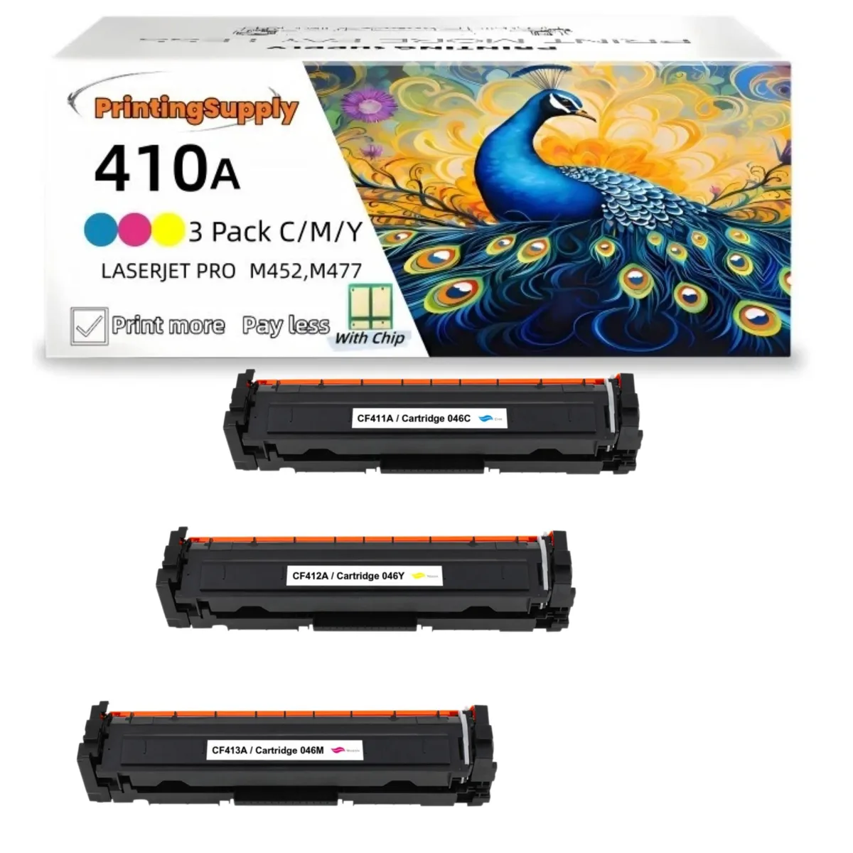 Aster Graphics Inc Aster Graphics Inc CF411A CF412A CF413A 3 Pack Cyan Magenta Yellow Toner Cartridges — product photo