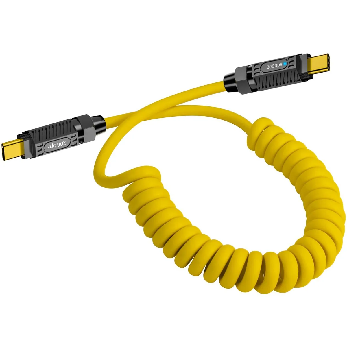 Vszerda Vszerda Coiled USB C to USB C Cable 140W 20Gbps Yellow 1.5ft to 5ft — product photo
